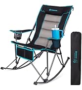 FUNDANGO Oversized Rocking Camping Chair for Adults, High Back Padded Folding Lawn Chairs with Pi...