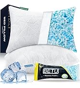 BETU Cooling King Size Pillows Set of 2, Shredded Memory Foam Cool Pillows for Hot Sleepers, Adju...