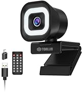 TOALLIN 4K Webcam with Ring Light, Remote Control, PDAF Autofocus, 1/2.5" Sensor &amp; 12MP, Built-in...