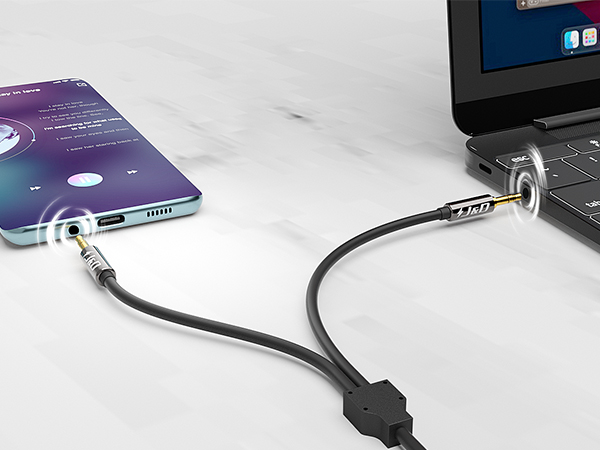 MacBook, 3.5mm splitter, aux splitter 1 in 2 out, headphone splitter, audio splitter