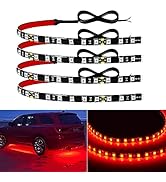12V Led Light Strip 12" Connectable Red Led Strip Lights for Cars Motorcycle Golf Cart Boat Marin...