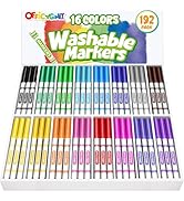 Officygnet 192 Count Washable Markers Bulk, 16 Assorted Colors, Conical Tip with Fine &amp; Broad Lin...