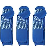 Single Tread Non-Skid XXX-Large (3XL) Bariatric Comfort Safety Socks Blue (3 Pairs)