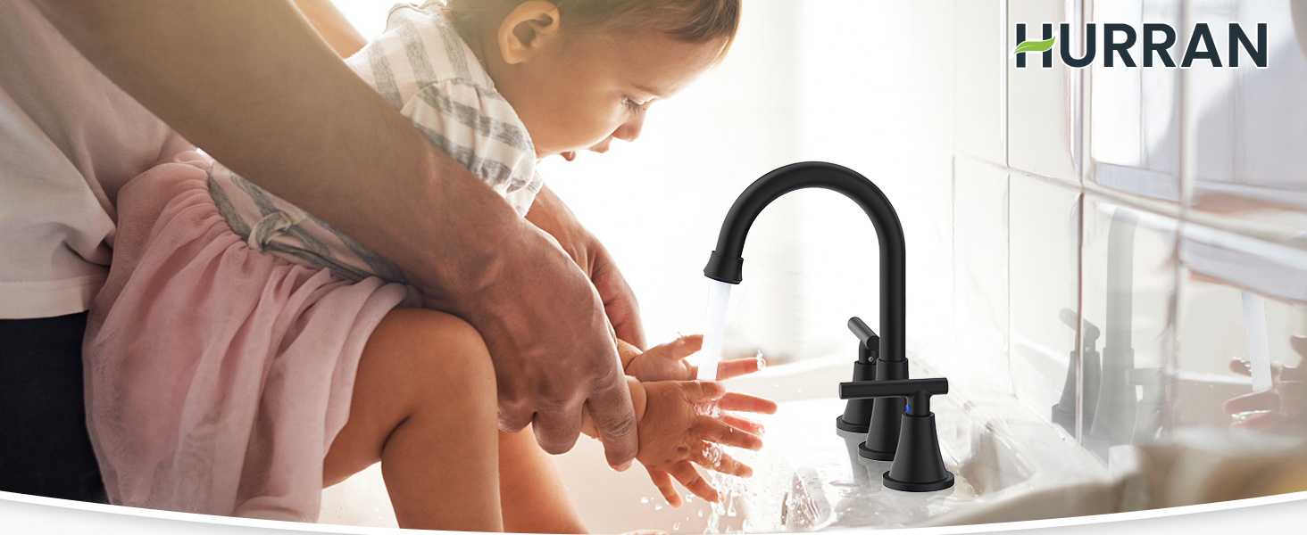 Matte Black Bathroom Sink Faucet Bathroom Faucets for Sink 3 Hole Faucet for Bathroom Sink Vanity RV