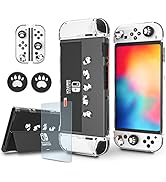 Switch OLED Clear Case,Switch OLED Panda Case,Switch OLED Case with Panda Pattern, 2 Cat paw Thum...