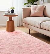 Macgace Light Pink Rugs for Bedroom Girls, 3x5 Shag Rug Fluffy Area Rugs with Non-Slip Backing fo...