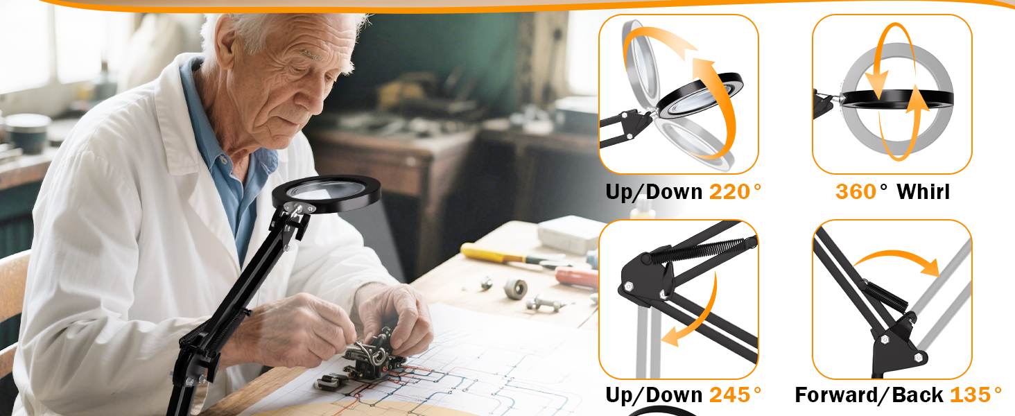 magnifier with lights