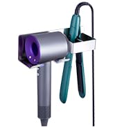 Professional hair dryer shown in multiple angles, featuring blue and metallic design with various attachments.