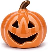 Vhxmaizxn Ceramic Pumpkin Orange Porcelain Mini Fake Pumpkins Figurine | Jack O Lantern Ceramic P...