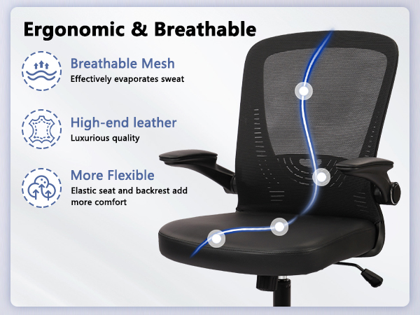 CLATINA Desk Chairs with Wheels, Ergonomic Rolling Mesh Office Chair