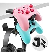 Bysimilai 3-in-1 PC Gaming Headphone &amp; Controller Holder for Desk - Headphone Hanger with Adjusta...