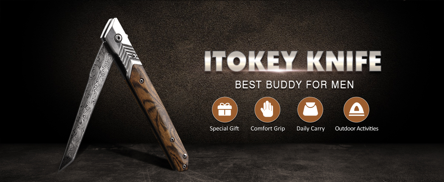 EDC Pocket Knife for Men, 3.7 inch Folding Knife with Tanto Blade and Liner Lock, Pocket Sheath