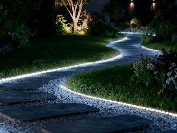 dusk to dawn solar rope lights for pathway