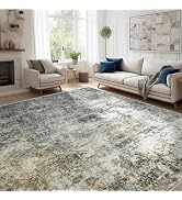 Puino Abstract 10x14 Washable Rug: Modern Non Slip Area Rug Soft Carpet Foldable Distressed Stain...