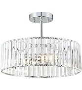 Pevfah Crystal Chrome Ceiling Light, Modern Semi Flush Mount Ceiling Lighting Fixture, Round Hall...