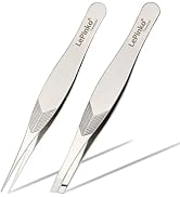 LePinko Slanted &amp; Pointed Tweezers Set for Women and Men, Precision Tweezer kit for Ingrown hair,...
