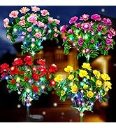 Ouddy Decor 4 Pack Solar Garden Lights, Solar Azalea Flowers with 56 Colorful LED Upgrade Waterpr...
