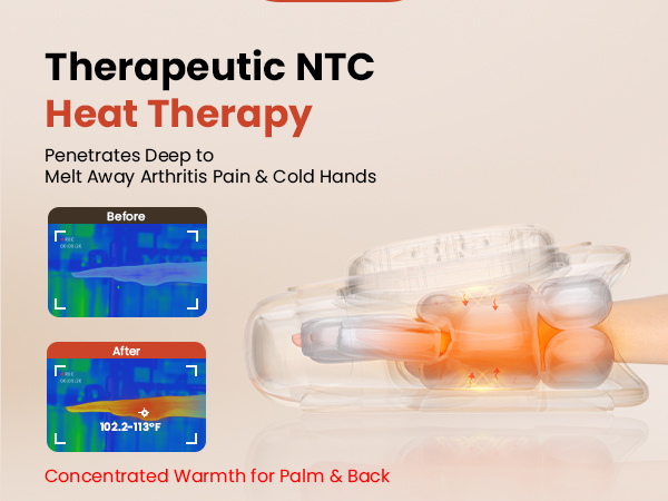 professional hand massager for arthritis and carpal tunnel with heat and compression UL certified