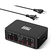 Aergiatech 220W USB C Charging Station, 12-Port GaN Charger Hub,65W Laptop Charger Adapter for Ma...