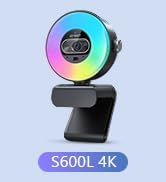 EMEET S600L 4K Webcam for Streaming with Ring Light, 4 Lighting Modes, Rainbow Effect, Big Sensor