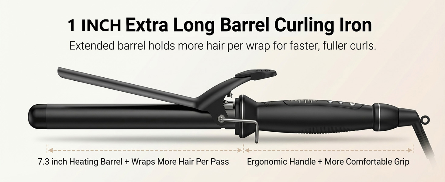 1 inch curling iron long barrel