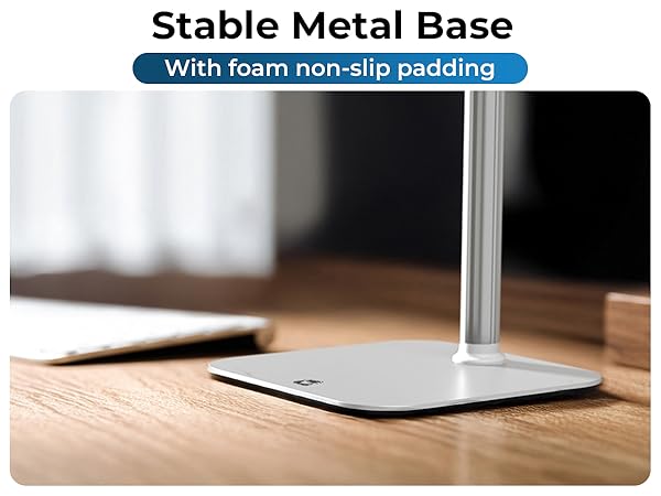 Stable metal base iPad stand for desk, portable monitor stand supports up to 2kg devices