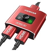 HDMI Switch Splitter 4K@60hz, Aluminum HDMI 2.0 Switcher 2 in 1 Out, HDMI Splitter 1 in 2 Out, Bi...