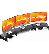 Ergofocus Triple Monitor Stand Riser, Extra Long Monitor Riser for 1~2~3 Monitors, Dual Monitor S...