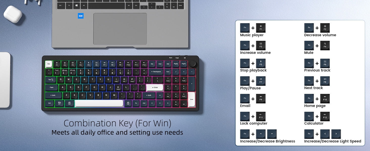 Wireless Low Profile Keyboard Membrane Quiet Keyboard with Number Pad