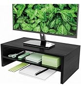 Monitor Stand Riser, 2-Tier Wood Office Desk Storage Organizer for Laptop, Computer