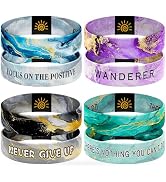 CHEMUSE 4 Pcs Surfer Beach Bracelets for Men Women Inspirational Elastic Comfy Summer Reversible ...
