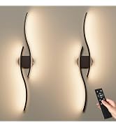 Battery Operated Wall Sconces Set of Two, 40'' Wireless Wall Sconce With Remote Control, Black Re...