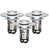Hibbent 3 Pack Upgraded 3 in 1 Bathroom Sink Drain Strainer, Universal Pop Up Stopper with Remova...