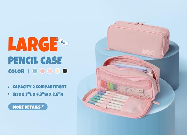 SUNEE Pencil Case, Large Capacity Pencil Pouch, Aesthetic Big Pen Bag Organizer School Supplies