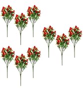DOITOOL Artificial Strawberry Branches, 9 Pack Red Faux Strawberry Stems with Flowers, Lifelike P...