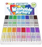 Officygnet 256 Count Washable Markers Bulk, 16 Assorted Colors, Conical Tip with Fine &amp; Broad Lin...