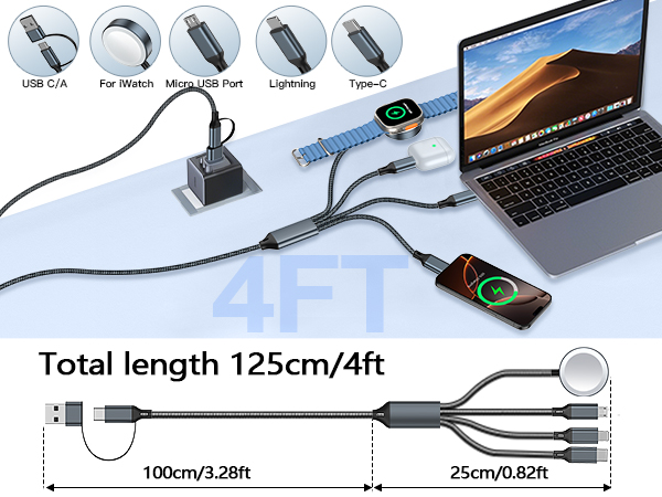 4 in 2 charging cable