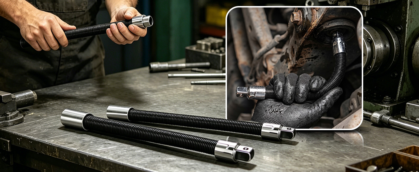 1/4&amp;#34;, 3/8&amp;#34;, 1/2&amp;#34; 3-Piece Flexible Socket Extension Set