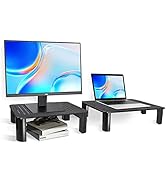 Pholiten 2 Pack Monitor Stand Riser, 3 Height Adjustable Monitor Stand for Computer, Laptop, Prin...