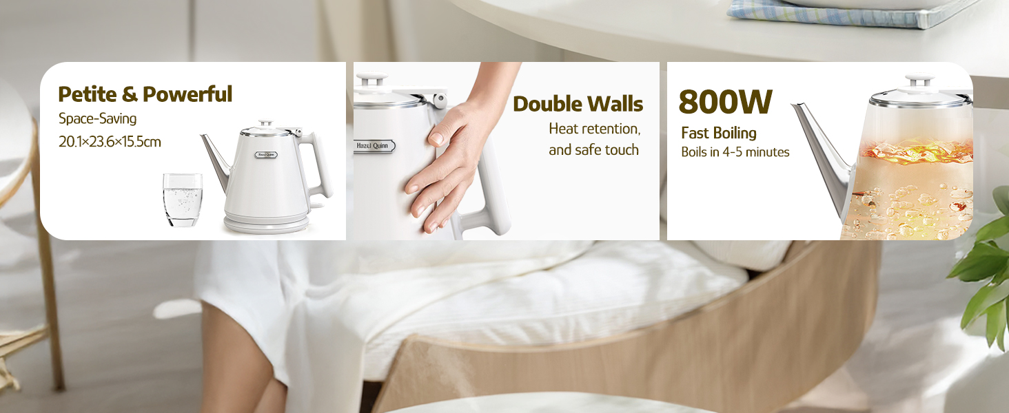 Hazel Quinn 1L Pearl White Small Electric Kettle