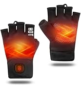 uncn Heated Gloves Fingerless for Women Man Work Touchscreen Gloves for Winter Cold Weather Recha...