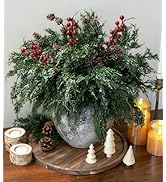 Faux Cedar Stems Artificial Norfolk Pine Branches for Christmas Decorations, 17 PCS Faux Pine Ste...