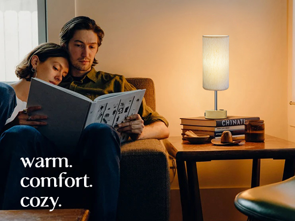 Bedside Lamp Touch Control Table Lamp with USB A+C Charging Ports 3-Way Dimmable Nightstand Lamp