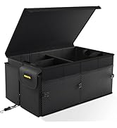 MIKKUPPA Car Trunk Organizer - 65L Collapsible Trunk Organizer with Lid, Sturdy Car Storage for S...
