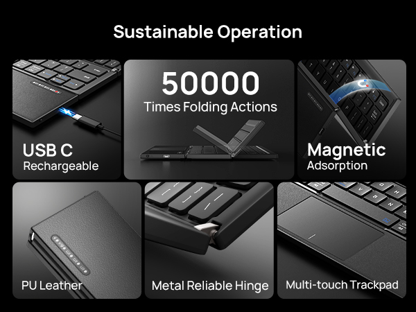 SODI Tri-Fold Bluetooth Keyboard with Touchpad