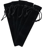 ZGLUZP 5 Pcs Black Velvet Pen Pouch, Drawstring Pen Bag Soft Single Pen Sleeve Holder for Student...