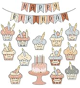AnyDesign Boho Classroom Decor Cupcake Happy Birthday Bulletin Borad Decoration Colorful Birthday...