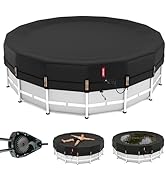 QH.HOME 18 ft Round Pool Cover,Solar Cover for Above Ground Pools - Black Oxford Fabric Heats Wat...