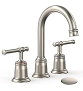 Classical Bathroom faucets for Sink 3 Holes, 8 inch Bathroom Faucet, Widespread Brushed Nickel Ba...