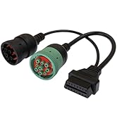 Clmlifebare Truck J1939 9 Pin &amp; J1708 6 Pin to OBD2 Adapter Cable Compatible with Heavy-Duty Truc...
